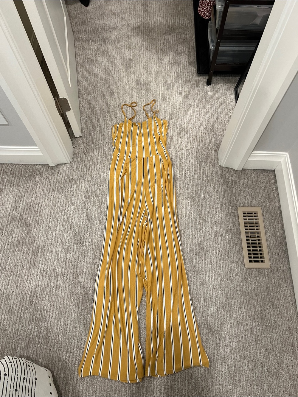 Dex Mustard Yellow Striped Wide-Leg Jumpsuit